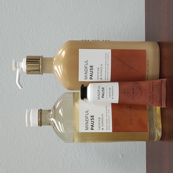 Bath & Body Works Other - Bath & Body Works MINDFUL PAUSE Vetiver Vanilla Body Wash, Hand Cream Lotion Set